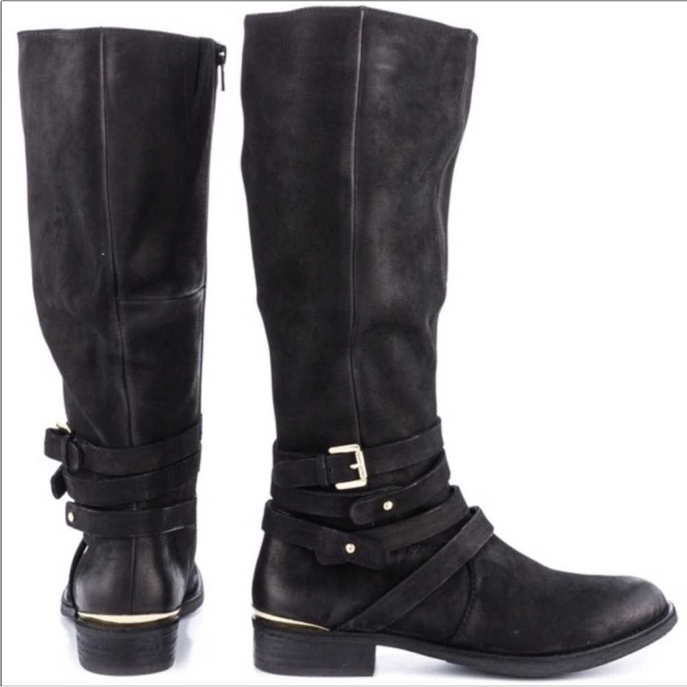 Steve Madden Albany Black Leather Boots Size 7. EUC